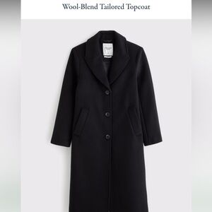 Abercrombie & Fitch Black Wool-Blend Long Topcoat